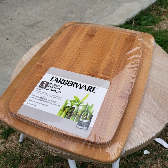 NEW set of 2 bamboo cutting boards board kitchen cooking supplies Farberware - Picture 6 of 8